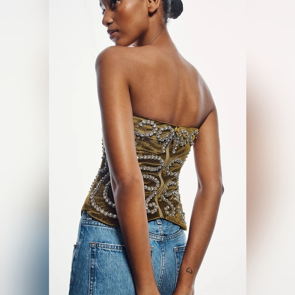 Anthropologie Ollari Velvet Crystal Corset top S - Picture 2 of 6